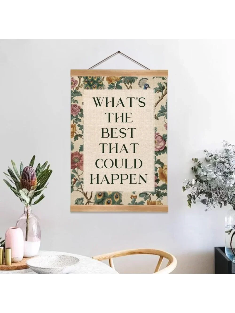 Inspirational Vintage Floral Quote Canvas Art – Motivational Wall Decor for Home
